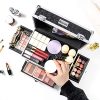 Makeup Organizer: Travel-Ready Small Cosmetic Case with Brush Holder and Lock - Your Portable Beauty Companion