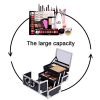 Makeup Practice Case with Mirror, Keys, and Lock - Portable Beauty Organizer for Travel, Black Elegance ✨?
