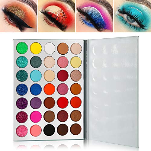 51s-EgUV6sL 35 Colors Rainbow Eyeshadow Palette 7 Glitter
