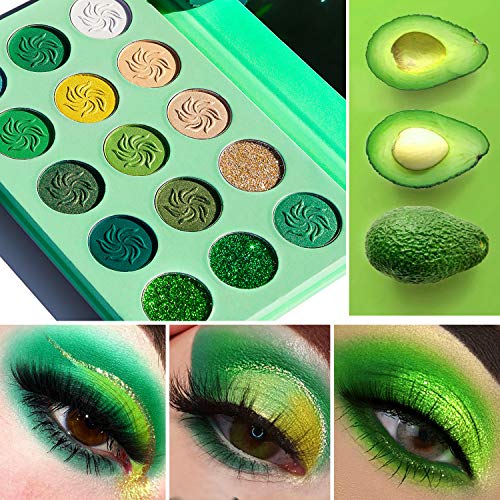51swmG0cFNL Vegan Avocado Green Eyeshadow Palette 15 Color Bright Eye Shadow