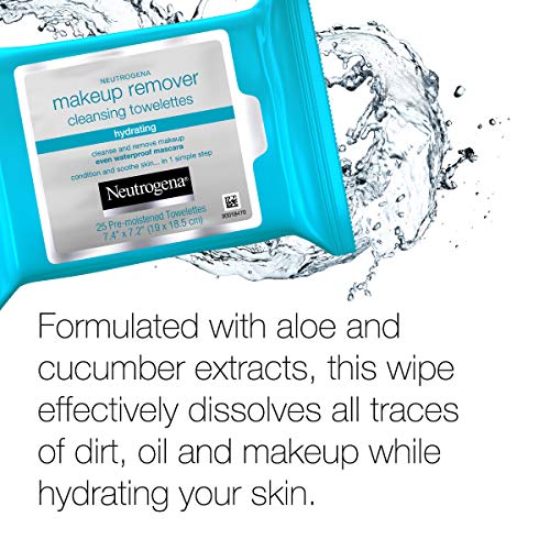 51weWKInOfL.SL1500 Neutrogena Hydrating Makeup Remover Wipes - 25ct Value Pack, Gentle Cleansing with Cucumber & Aloe, Ideal for On-the-Go Beauty