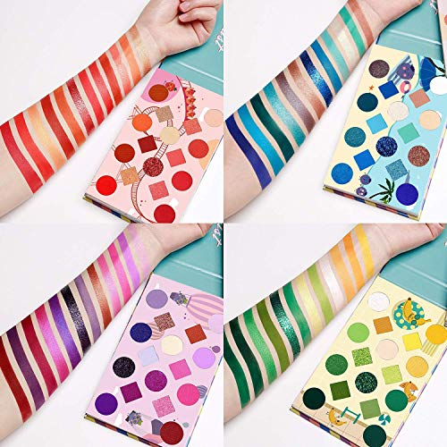 51yqHFVy9mL Cool Fruit Feast Palette + Neon Eyeshadow Brushes Set - Professional 64 Colors for Mesmerizing Eye Looks