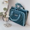 Foldable Hanging Velvet Jewelry Organizer Roll with Hook for Rings