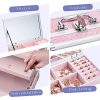 Jewelry Box Makeup Travel Case Storage with Keys and Mirror