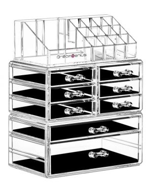 DreamGenius Makeup Organizer 3 Pieces Acrylic