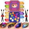 Luxurious octagonal box containing the LUXAZA Neon Eyeshadow Palette with 12 vibrant shades, brushes, eyeliner, and gel patches, perfect for stunning eye makeup.