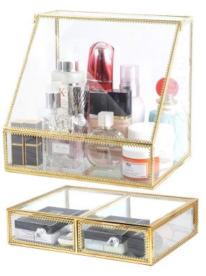 InnSweet Glass Makeup Organizer and 2 Jewelry Drawers Bundle