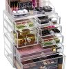 Cosmetics Makeup and Jewelry Storage Case Display Set