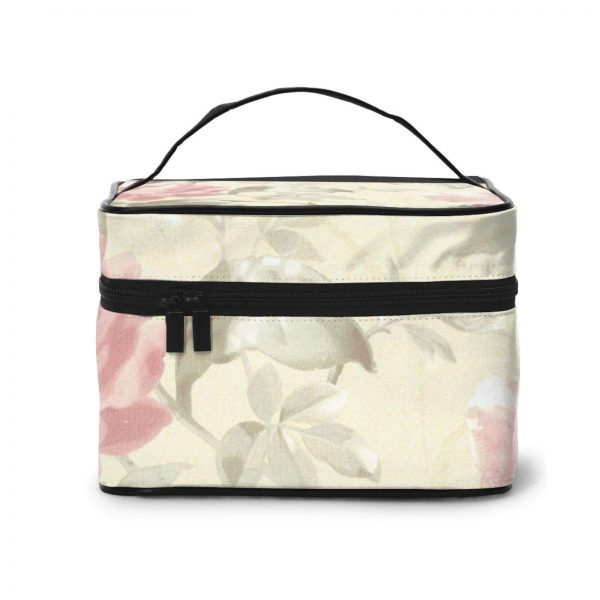 Yellow Floral Travel Makeup Train Case