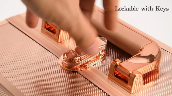 Rose Gold Makeup Train Case - Portable Elegance for Beauty Essentials ?✨ - Image 7