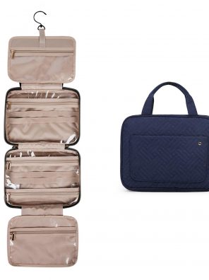 Waterproof Hanging Toiletry Bag with Clear Sides and Multiple Compartments