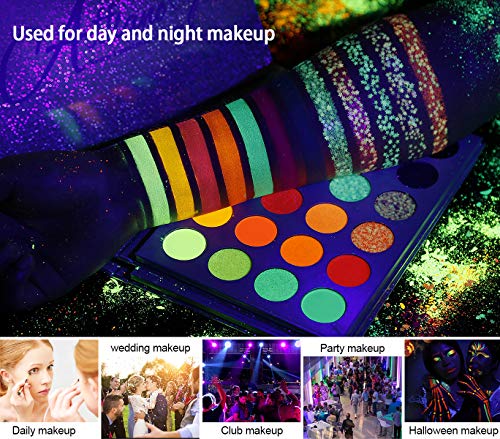 61vFLTjqhAL UV Glow Neon Glitter Eyeshadow Palette Makeup