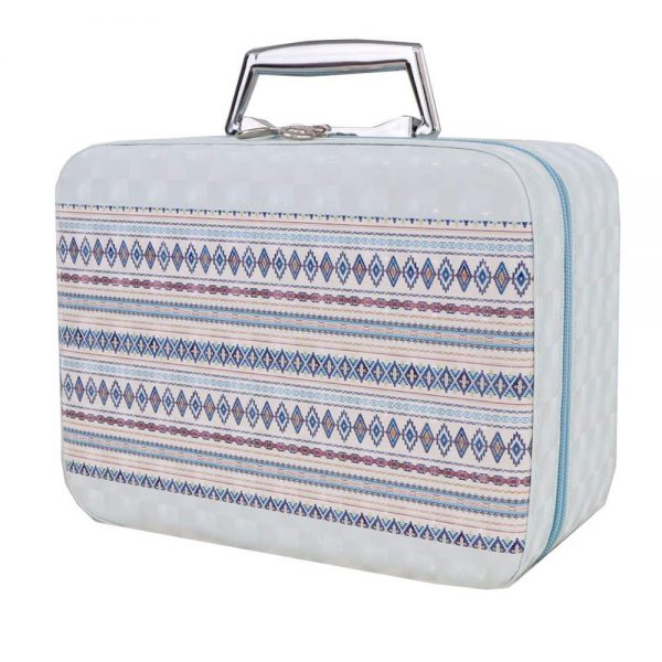 Elegance in Simplicity: Stripe Makeup Bag with Premium PU Leather and Mirror