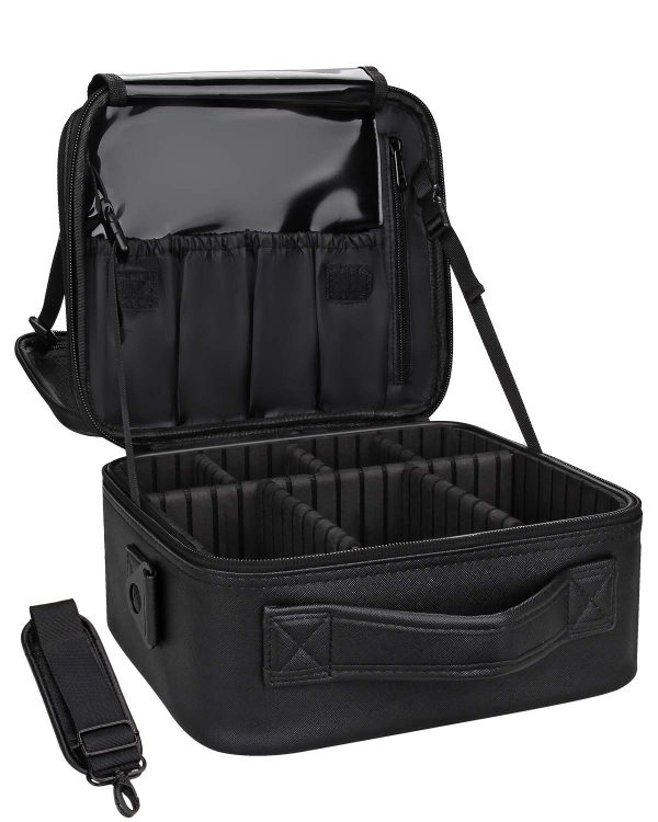 Makeup Case Leather Travel Makeup Bag 2 Layers