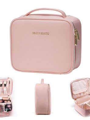 10-Inch Pink Makeup Bag: Your Stylish and Compact Travel Makeup Organizer