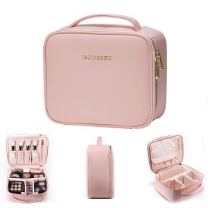 10-Inch Pink Makeup Bag: Your Stylish and Compact Travel Makeup Organizer