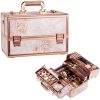 Joligrace Makeup Case Rose Gold Beauty Cosmetic Box