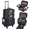 2-in-1 Rolling Makeup Case for Freelance Makeup Artists in Classic Black