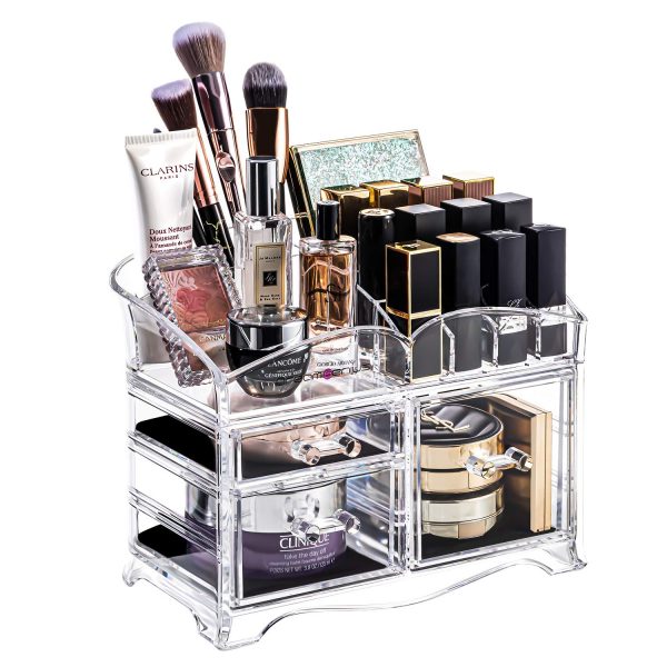 Makeup Organizer 2 Pieces Acrylic Jewelry and Cosmetic Storage
