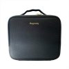 Black travel makeup case with adjustable compartments and brush holder – compact, waterproof, and perfect for cosmetics storage.