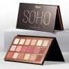 A luxurious rose gold eyeshadow palette featuring 18 dazzling shades of diamond sparkle, metallic, pearlescent, and matte finishes, accompanied by a built-in mirror for ultimate convenience.