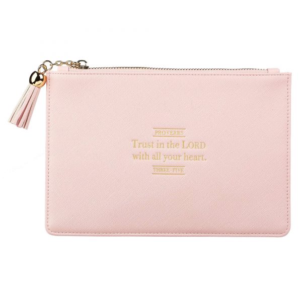 Belief in The Lord Proverbs 3:5 Pink Zippered Pouch - A Touch of Faith and Elegance