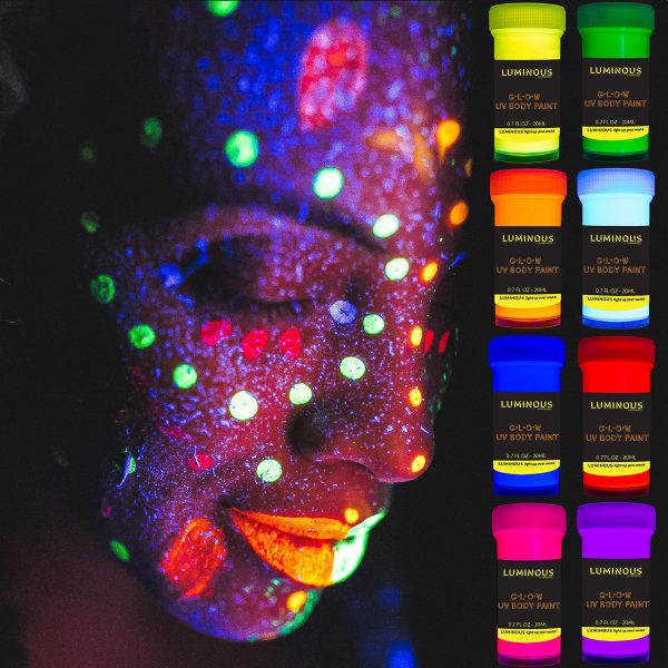LUMINOUS UV Body Paint - Set of 8 x 20 ml / 0.7 fl oz 