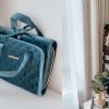 Foldable Hanging Velvet Jewelry Organizer Roll with Hook for Rings